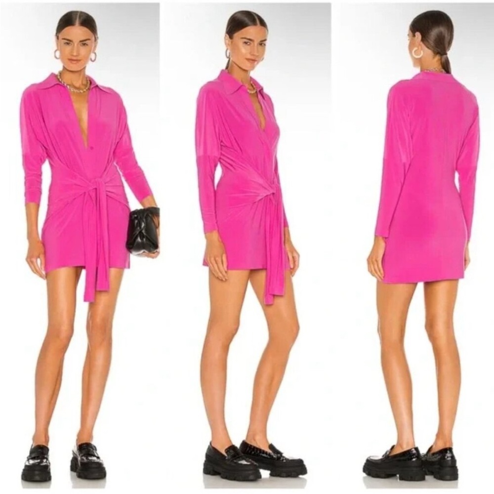NORMA KAMALI x REVOLVE Mini Tie Front NK Shirt Dress Large SOLD OUT ON REVOLVE